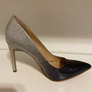 Gianni Bini Heels Glitter 4 inch Heel Stylish Blue Silver Size 8.5 US